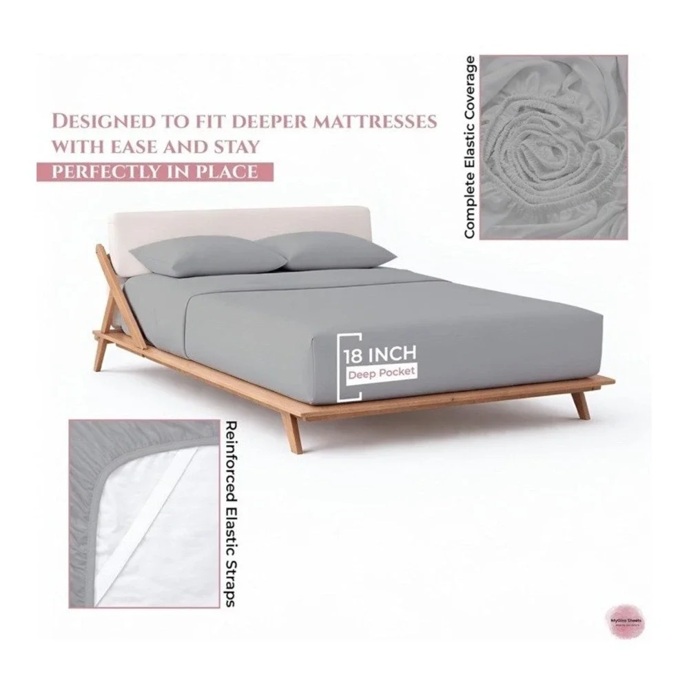 MyGiza Sheets 5 Pcs  Split King Sheet Sets for Adjustable Bed, 100% Giza Cotton